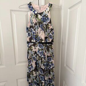 Tommy Hilfiger Belted Chiffon Midi Dress, Size 6, floral pattern